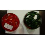 2 x glass ball paperweights