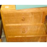 Vintage Government issue chest of light oak drawers, Stag dressing table, pine open shelves,