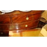 19th century bow fronted mahogany chest of 2 short and 2 long drawers on bracket feet