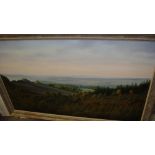 20th century oil on canvas Country Landscape by David J Lawrence in gilded and limed frame 74 cms x