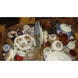 2 x boxes of assorted china including Portmeirion, Wedgwood jasperware, Chinese ginger jars etc.