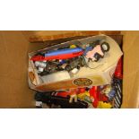 Box of vintage Scalextric accessories