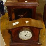 Edwardian inlaid mahogany mantle clock and one other