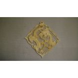 Early 20th carved Chinese ivory pendant with pierced work decoration of a dragon (some minor