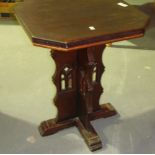 19th century Puginesque carved oak octagonal occasional table (possible church piece)