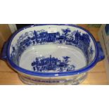 Victorian style blue and white jardiniere / football
