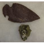 Early stone arrow head & pyrites