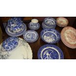 Assorted blue and white dinner ware