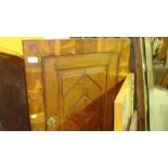 19 th century oak marquetry corner cupboard