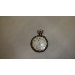 Late 19th / early 20th century ladies pocket with painted dial in chased and engraved silver case