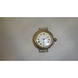 Early 20th century ladies wristwatch with painted enamel dial in silver case