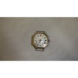 Early 20th century ladies wristwatch with painted enamel dial in silver case