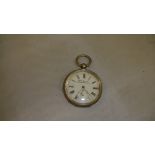 Early 20th century Acme Lever pocket watch with painted and enamelled face in silver case