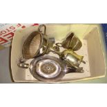 Box of silver plated ware including trophy and tea set