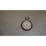 Antique ladies engraved continental silver cased pocket watch