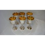 Set of six silver with gilded interiors goblets Birm. by Barker Ellis Silver Co.