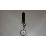 Late 19th century ladies fob watch with gilded and painted dial with subsidiary dial (hand missing)