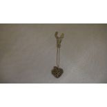 Silver and marcasite heart shape pendant on silver chain 12 g