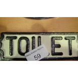 Cast iron sign Toilet