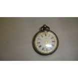 Late 19th / early 20th century Gents pocket with painted dial in chased and engraved silver case