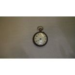 Late 19th / early 20th century ladies pocket with painted dial in chased and engraved silver case