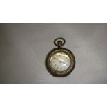 Ladies late 19th century silver cased pocket watch with painted and enamelled dial