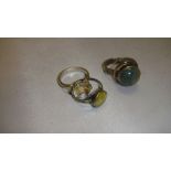 3 modern silver rings,