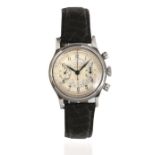 OROLOGIO DA POLSO CON CRONOGRAFO LONGINES, CASSA N. 21455.14, MOVIMENTO N. 6'183'526, ANNI ’40, IN