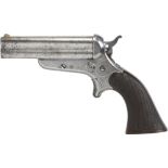 A 19th century four shot pepperbox pocket pistol by makers Sharps & Hawkins, Philadelphia.