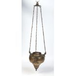 A 17th century bronze hanging sacristy lamp.