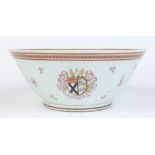 A 19th century Chinese export armorial punch bowl.