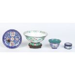 Four pieces of 19th century Canton enamel.