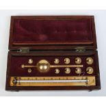 A Victorian mahogany cased brass and ivory Sikes hydrometer by makers J. Mc Glashan & Co, Glasgow.