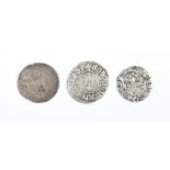 Three hammered silver pennies 2.97g tot. G - F.