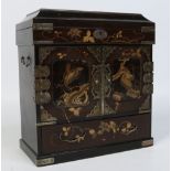 A Japanese early 20th century fitted lacquer work table cabinet,