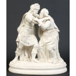 A Victorian parian figure group, study of a Roman soldier and a peasant.