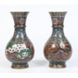 A pair of Japanese cloisonne vases.
