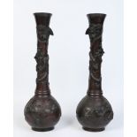 A large pair of Japanese bronze vases.