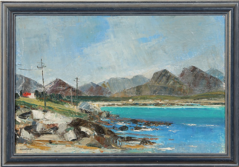 Alwynne Bowen. Framed oil on canvas. Landscape scene named verso.