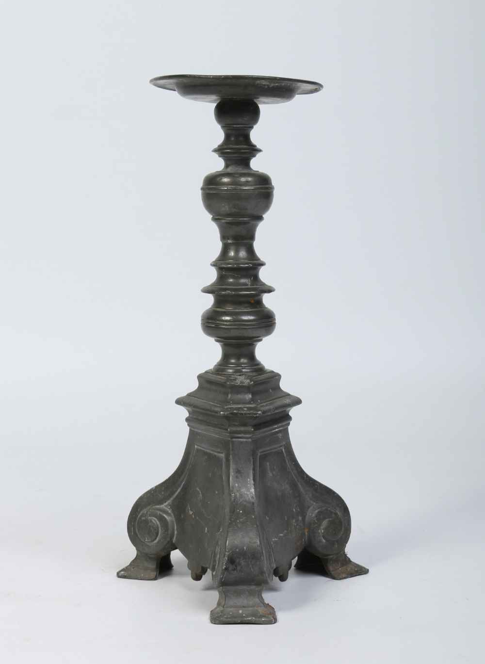 An antique Continental pewter candle pricket.