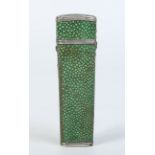 A Georgian silver mounted shagreen drawing instrument case of tapering form, 12.5cm.