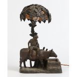 An early twentieth century Austrian bronze table lamp, possibly by Karl Radofsky.