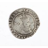 James 1st hammered silver sixpence, 1605, 2.86g. F.