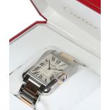 A gentleman's Cartier Tank Anglaise automatic stainless steel and 18 carat pink gold bracelet watch,