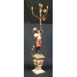 An early 20th century Continental carved polychrome wood Blackamoor lamp.