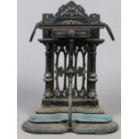 A Victorian Coalbrookdale style cast iron pierced hallstand with single drawer, 100cm.