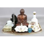 A tray lot of collectable china and glass to include Wade and Poole examples.