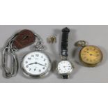 A chrome plate pocket watch with subsidiary second dial by Smith,
