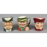 Two Royal Doulton character jugs: Parson Brown and The Cardinal along with a Beswick Tony Weller.