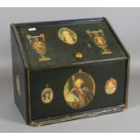 A painted stationery box with decoupage decoration.